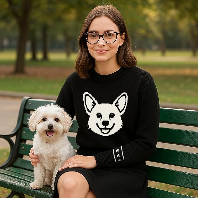 Custom Dog Knit Sweater for Women Personalized Pet Paw Print Pullover Dog Mom - Image 5