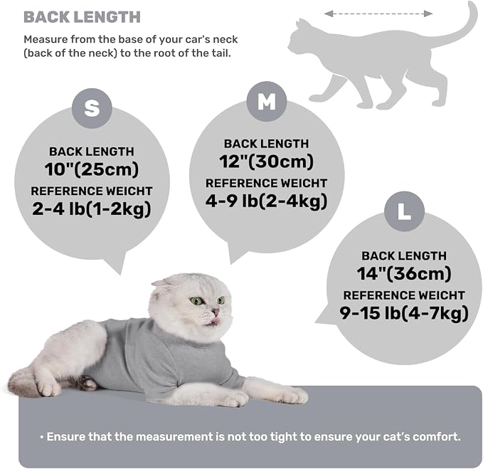 Breathable Cat Recovery Suit for Female/Male, Anti-Licking Kitten Onesie - Image 5