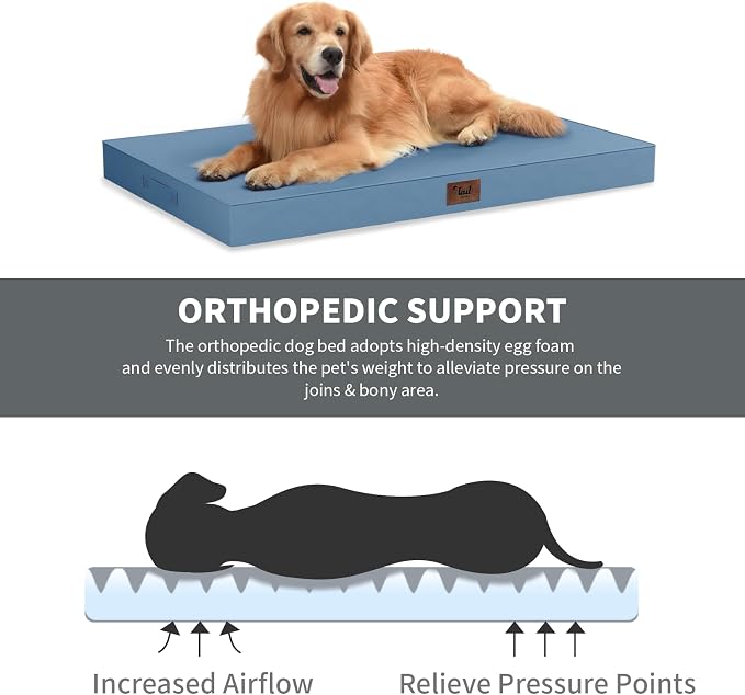 Outdoor Dog Bed for Small Dogs & Cats, Waterproof Dog Crate Mat Orthopedic Egg - Image 3