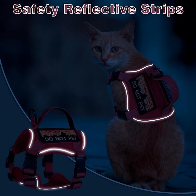 Tactical Cat Harness for Walking, Adjustable Escape Proof Pet Vest for Large Cat - Image 8