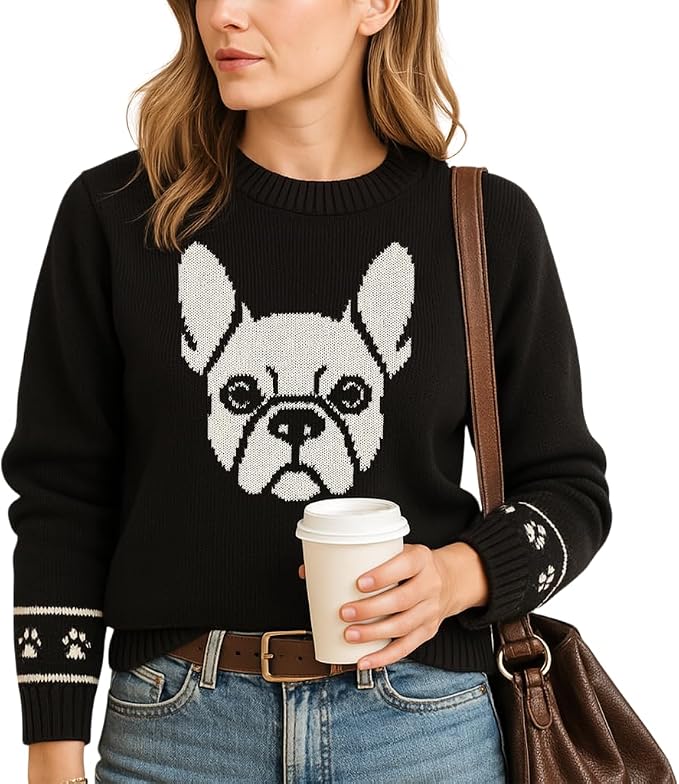 Custom Dog Knit Sweater for Women Personalized Pet Paw Print Pullover Dog Mom by GrewearFashion