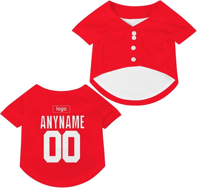 Custom Pet Dog Baseball Jersey Personalized Dog&Cat Jersey Printed Text Logo by Lonhooker