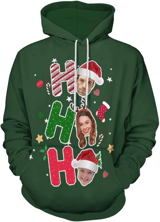 Artsadd Custom Face Unisex athletic Pockets Sweatshirt Loose Hoodie Custom by Artsadd