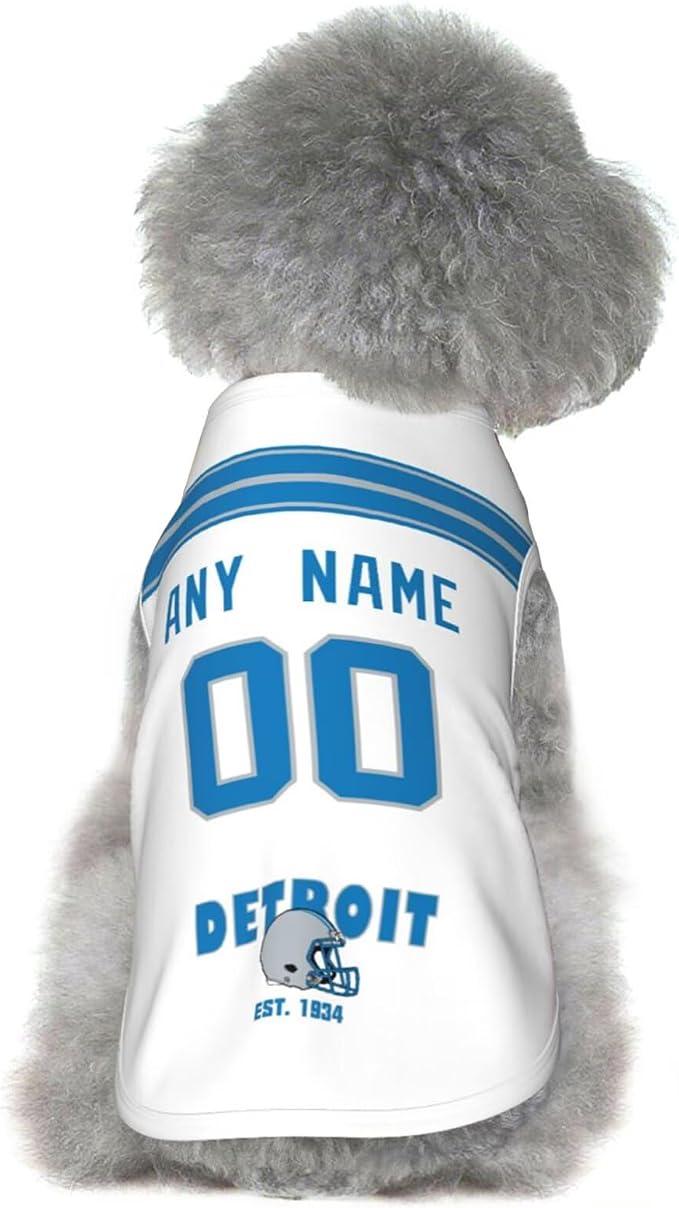 Detroit Dog Clothes Jersey Pet Jersey Customized Any Name & Number S-5XL - Image 7