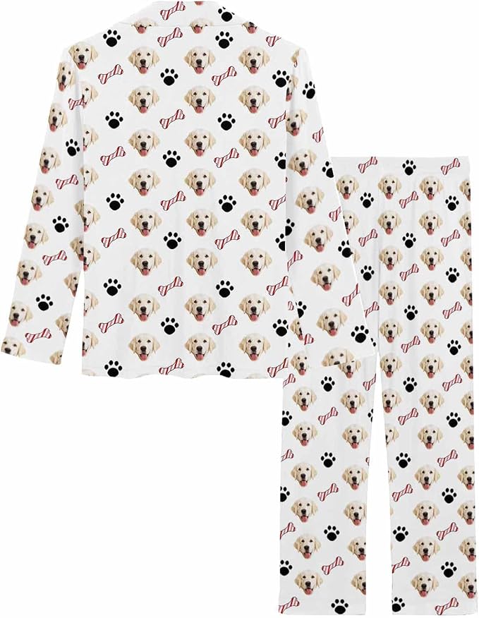 MyPupSocks Custom Face Pajamas for Women Set, Personalized Photo Long Sleepwear - Image 4