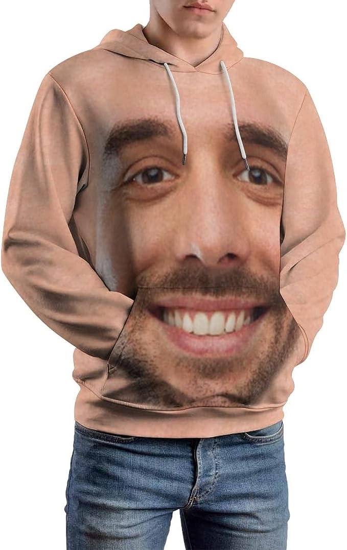 Artsadd Custom Face Unisex athletic Pockets Sweatshirt Loose Hoodie Custom by Artsadd