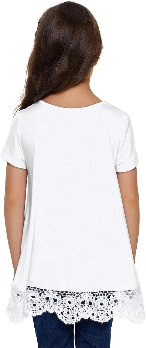 storeofbaby Girls Casual Tunic Tops Short Sleeve Loose Soft Blouse T-Shirt - Image 5