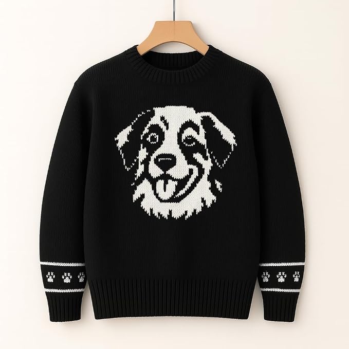 Custom Dog Knit Sweater for Women Personalized Pet Paw Print Pullover Dog Mom - Image 4