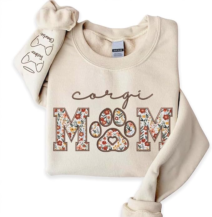CHILLEVER Personalized Embroidered Dog Mom Sweatshirt, Dog Mama Crewneck by Unknown