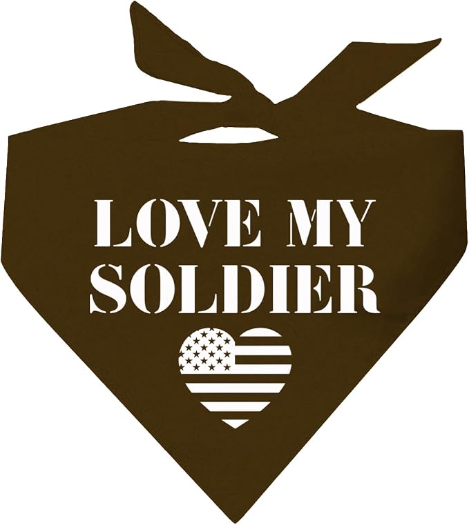 Love My Soldier Dog Bandana | 100% Cotton Adjustable Triangle | Made in USA | by TeesTails