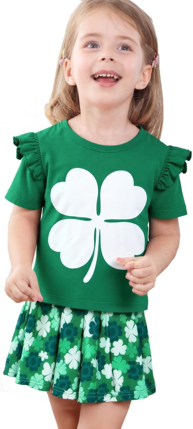 Akyzic Little Girl Skirt Outfit Two Piece Spring Summer Outfit Butterfly Dress - Image 2