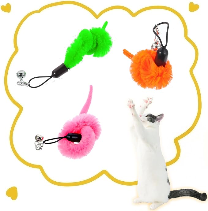 24 PCS Cat Worm Toy Refills, Cat Wand Toy Replacement Interactive Cats Wand - Image 6