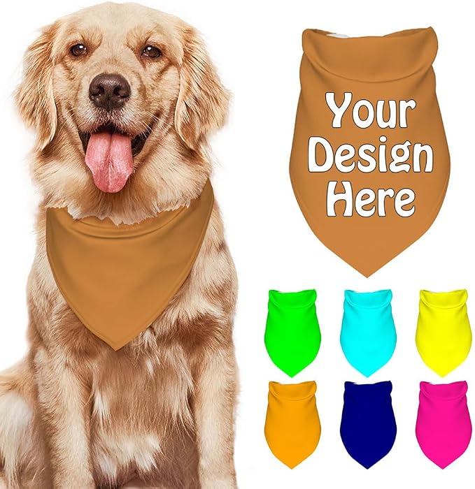 Dog Bandanas Custom Boy and Girl Dogs Scarf Add Your Design Personalized Pet by VYXONIA