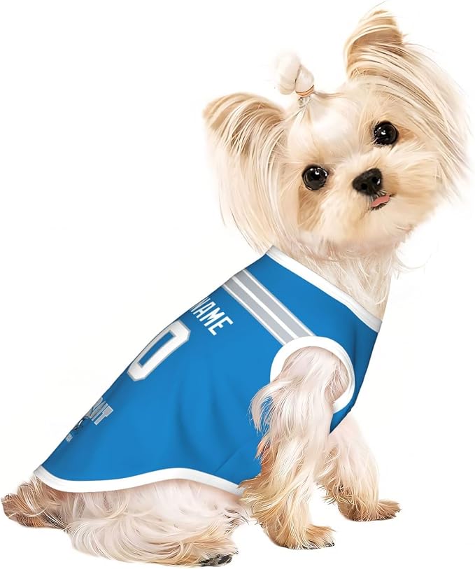 Detroit Dog Clothes Jersey Pet Jersey Customized Any Name & Number S-5XL - Image 3