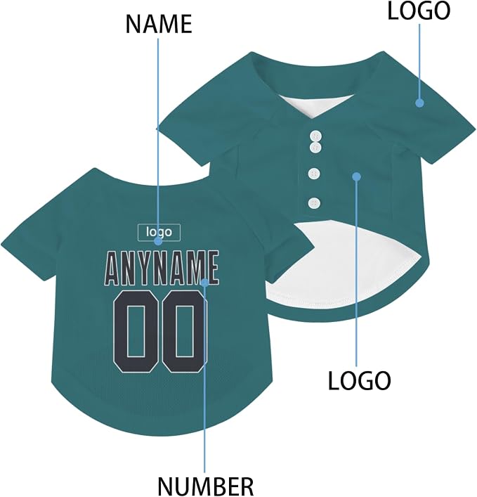 Custom Pet Dog Baseball Jersey Personalized Dog&Cat Jersey Printed Text Logo - Image 4
