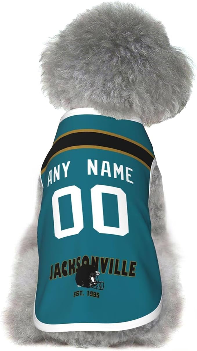 Jacksonville Dog Clothes Jersey Pet Jersey Customized Any Name & Number S-5XL by Tiffur