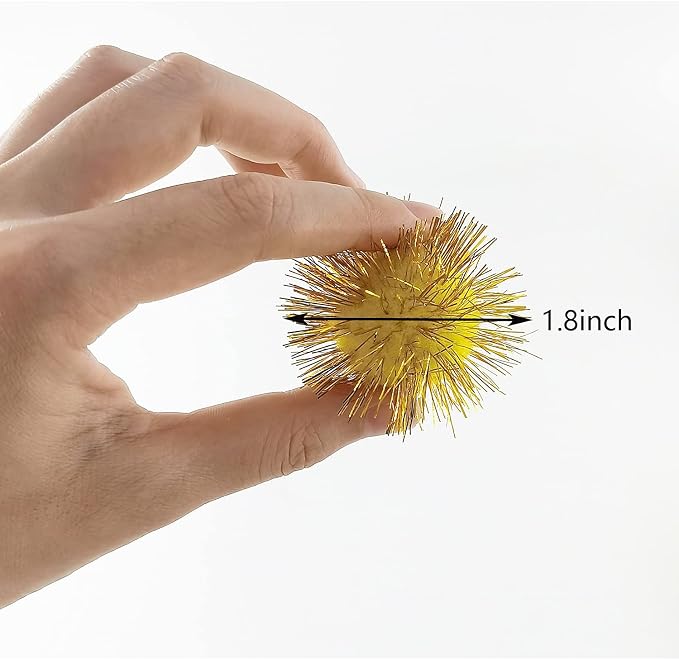 1.8 Inch Assorted Color Flash Ball Cat's Favorite Toy Ball Tinsel Pom Poms Flash - Image 3