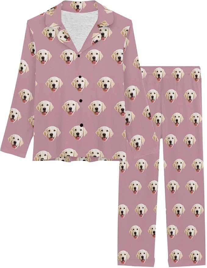 MyPupSocks Custom Face Pajamas for Women Set, Personalized Photo Long Sleepwear - Image 3