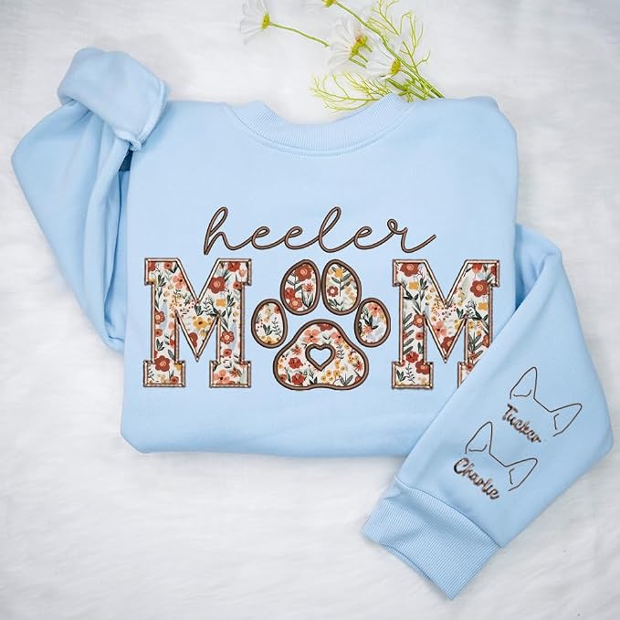CHILLEVER Personalized Embroidered Dog Mom Sweatshirt, Dog Mama Crewneck - Image 8