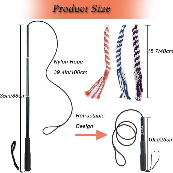 Flirt Pole for Dogs, Interactive Dog Toys for Dog Chase and Tug of War - Image 2