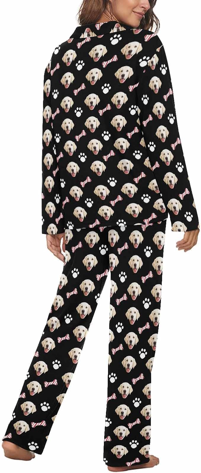MyPupSocks Custom Face Pajamas for Women Set, Personalized Photo Long Sleepwear - Image 2