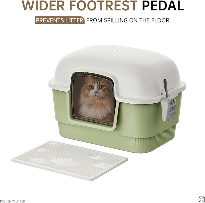 Cat Litter Box with Litter Mat and Scoop, High Wall Enclosed Cat Litter Boxes - Image 6