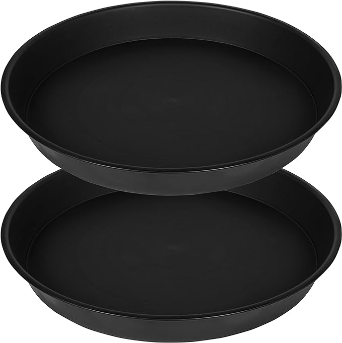 2 Pack of 10 inch Plant Saucer Gray, Heavy Duty Plastic Plant Saucer 10 inch by Bleuhome