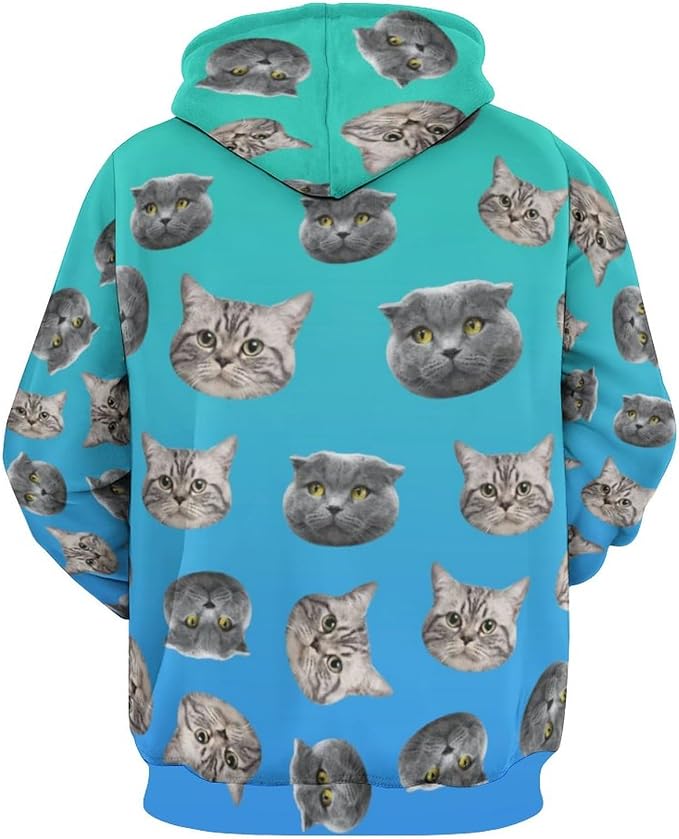 Artsadd Custom Face Unisex athletic Pockets Sweatshirt Loose Hoodie Custom - Image 3