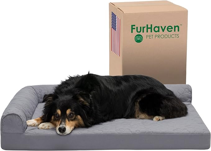 Furhaven Cooling Gel Dog Bed for Large/Medium Dogs w/ Removable Bolsters & by FurHaven