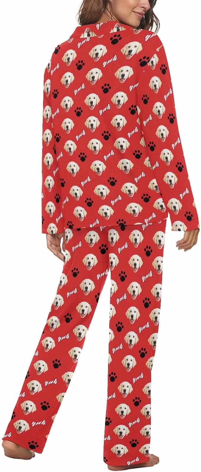 MyPupSocks Custom Face Pajamas for Women Set, Personalized Photo Long Sleepwear - Image 2