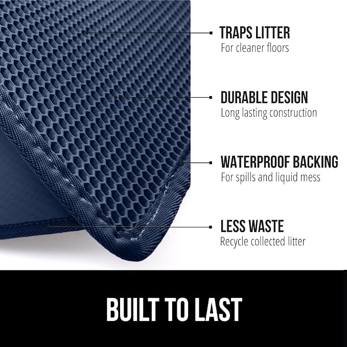 GORILLA GRIP Honeycomb Cat Litter Box Mat, 35x24 Two Layer Trapping Waste Mats - Image 2