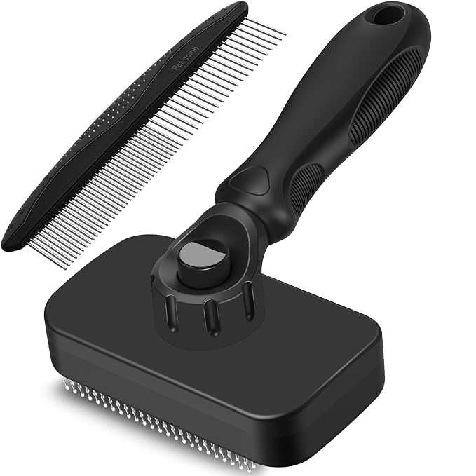 2PCS Self Cleaning Slicker Brush & Dog Comb by Unknown