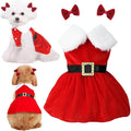 Dog Christmas Red Velvet Dress Cute Puppy Xmas Outfits Santa Claus Cat Skirt by LAPOHI