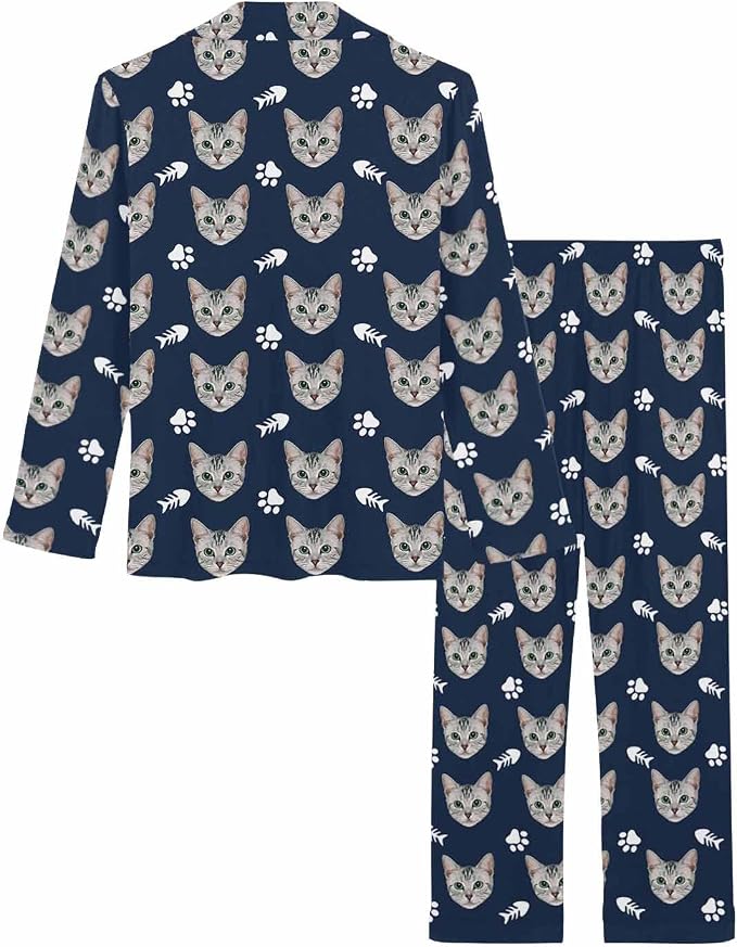 MyPupSocks Custom Face Pajamas for Women Set, Personalized Photo Long Sleepwear - Image 4