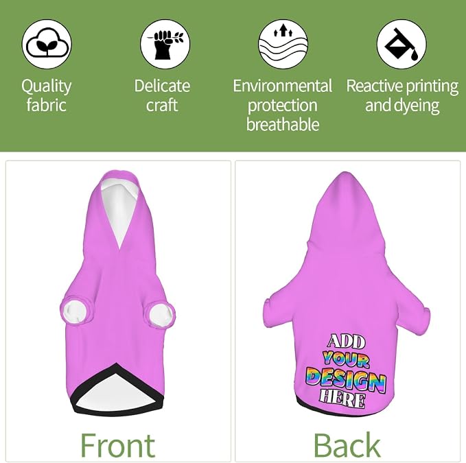 Custom Dog Hoodie for Small Pets, Personalized Photo Text Pet Warm Pullover - Image 5