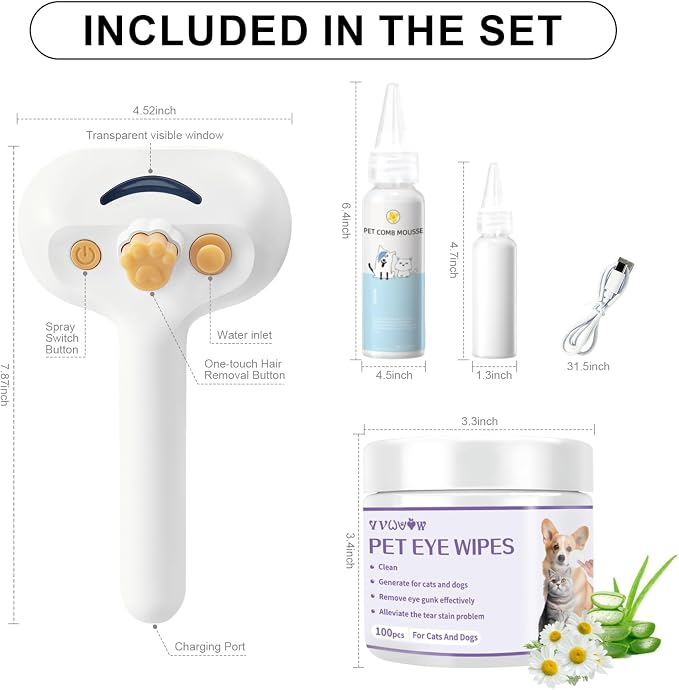 Pet Steam Brush for Dog & Cat–3-in-1 Spray Hair Removal Comb–Steam Brush for - Image 9