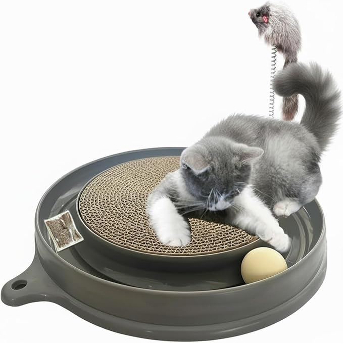 AUOON Cat Scratcher Toy with Ball Track - 3 in 1 Interactive Cat Toy by AUOON