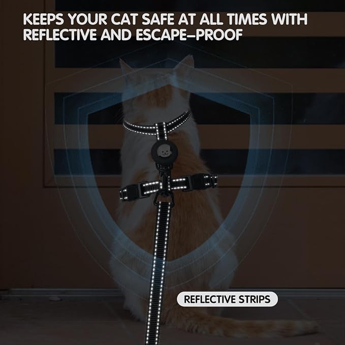 BINGPET Cat Harness with Airtag Holder, Cat Harness and Leash Set Escape Proof - Image 5