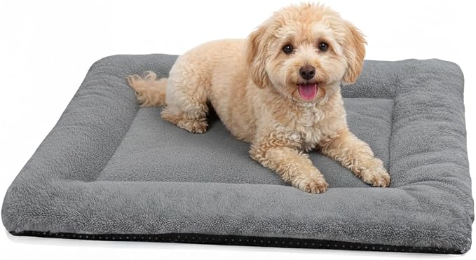 Dog Crate Pad Washable, Plush 24 x 18 Inch Anti-Slip Kennel Mat by ZENGAOOU