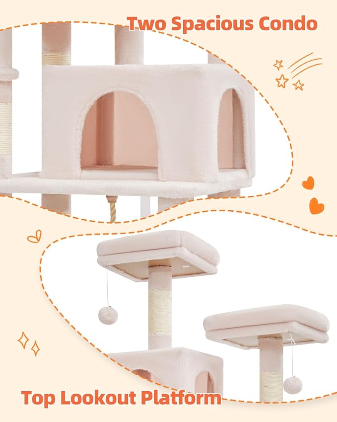 Taoqimiao Cat Tree, 66.2-Inch Cat Tower - Image 3