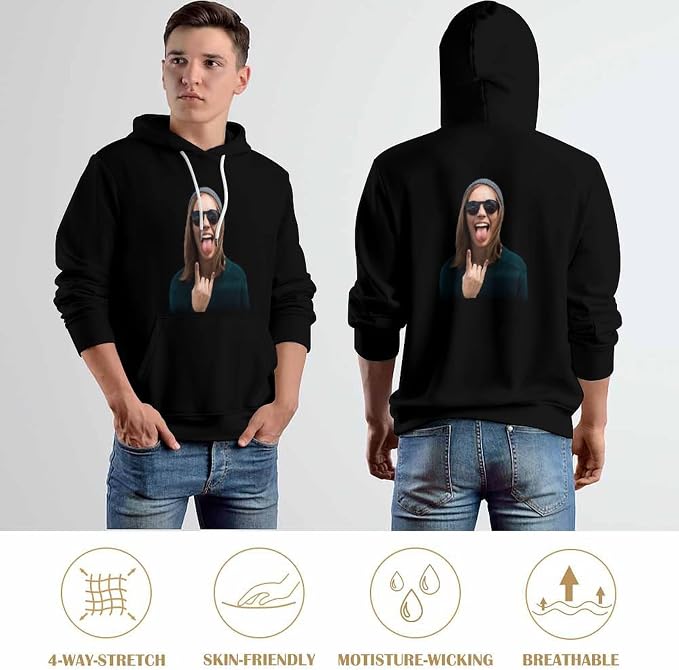 Artsadd Custom Face Unisex athletic Pockets Sweatshirt Loose Hoodie Custom - Image 7