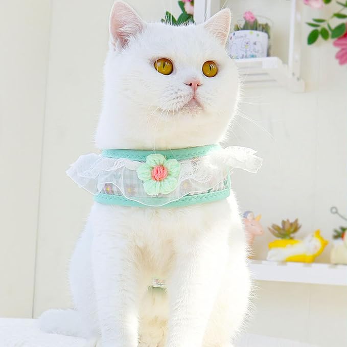Cat Harness Collar and Leash Set, Sweet Lace Floral Kitten Collar, Escape Proof - Image 6