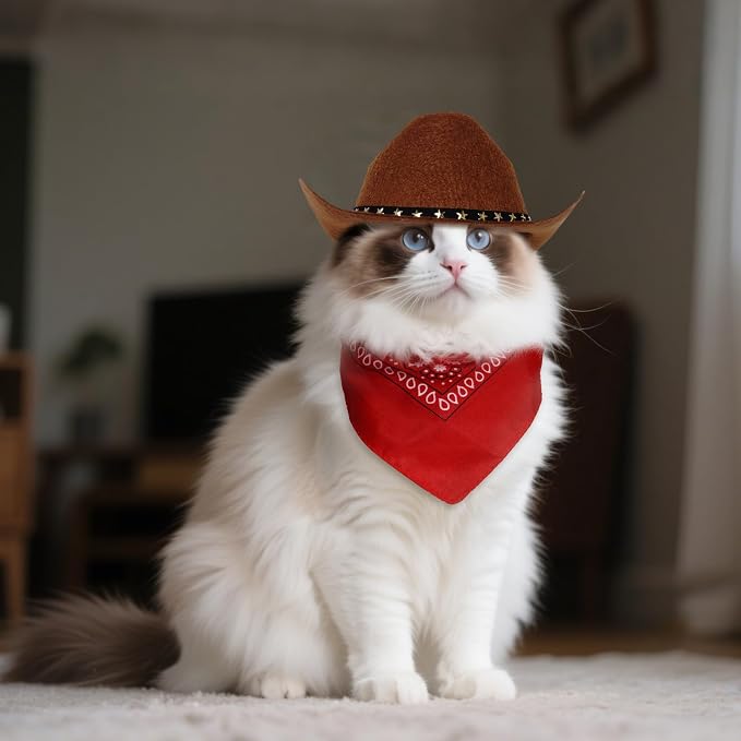 choyaxo Halloween Costumes for Dogs Cat Pet Cowboy Costume Cowboy Hat - Image 4