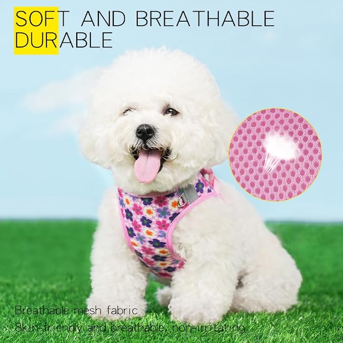 Step in Dog Harness and Leash Set, Flower Adjustable Easy Walk Puppy Harnesses - Image 4