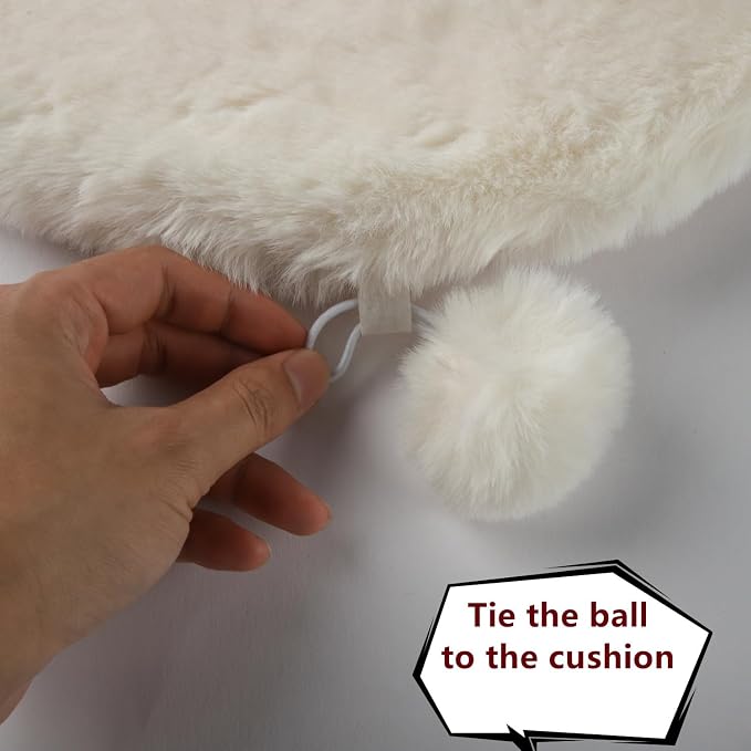 SHENGOCASE 2-Pack 16" Square Faux Rabbit Fur Cat Dog Bed Cushion Pad Mat - Image 5