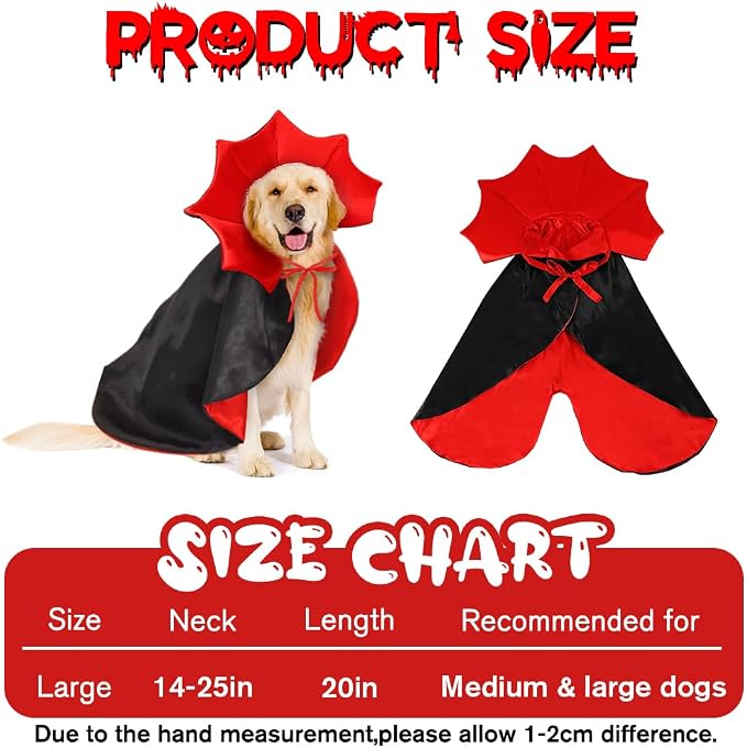 Halloween Large Dog Vampire Cloak Devil Cape Cosplay Apparel Party Costume - Image 2