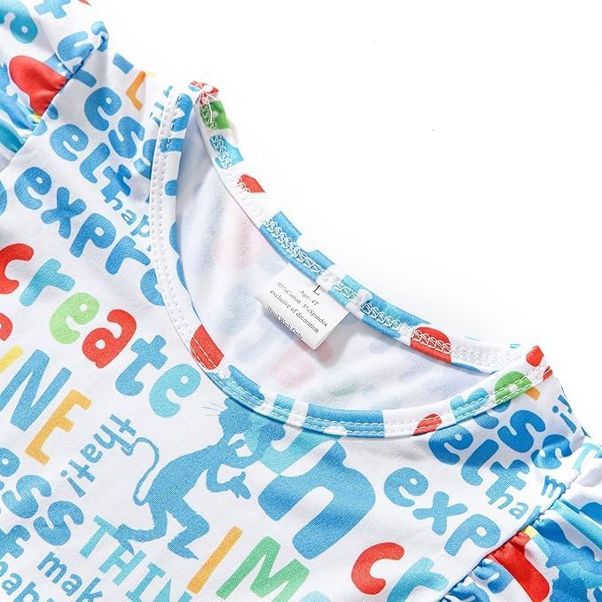 Baby Girls Spring Summer Cat in The Hat Dress Girls Flutter Sleeve Boutique - Image 4