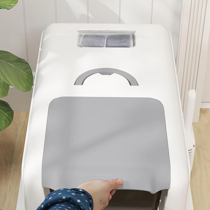 PawHut Stainless Steel Cat Litter Box, Extra Large 2 in 1 Metal Kitty Litter Pan - Image 9