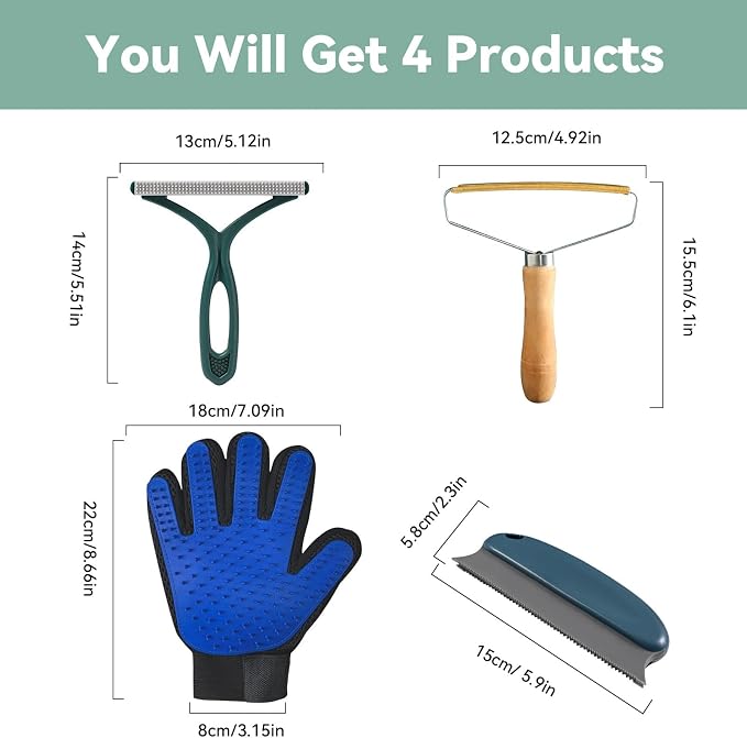 Pet Hair Remover Tool 4-Pack, Dog Cat Hair Remover - Image 2