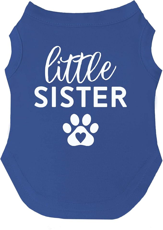 Little Sister Heart Paw Dog Tee Shirt Sizes by TeesTails